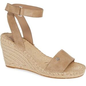 Tory Burch Tan Suede Espadrille Wedges